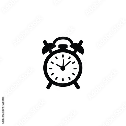 Alarm Clock Silhouette Isolated on Transparent Background Time Reminder Design