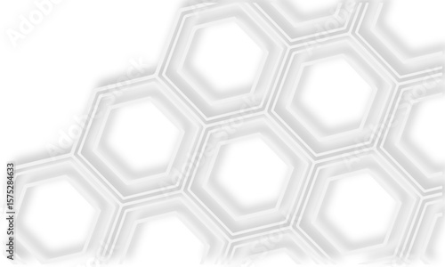 White background showcasing  layered hexagonal pattern  with soft shadows and clean lines design element.
