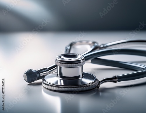 stethoscope on clean white surface, healthcare concept__ 