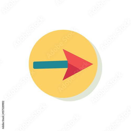 Free Download Isolated Flat Style Arrow Icon pointing right on Mustard Yellow Circle - GFXLoad