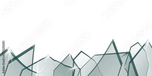 Broken glass border. sharp transparent frame with shining edge. vector PNG isolated design