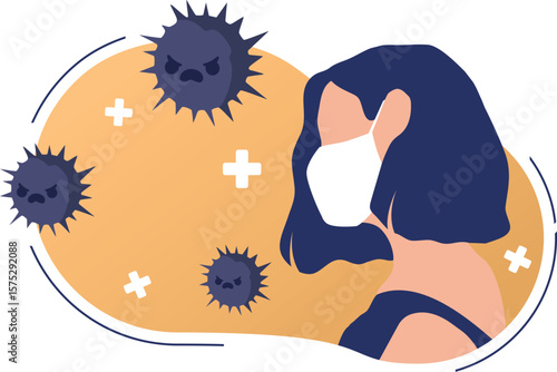 illlustrations vector people using mask, virus, flu, influenza