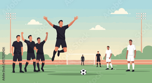 Soccer Team Celebrating Victory on the Field