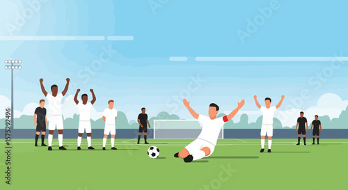 Soccer Victory Celebration: Team Cheers Goal on Field