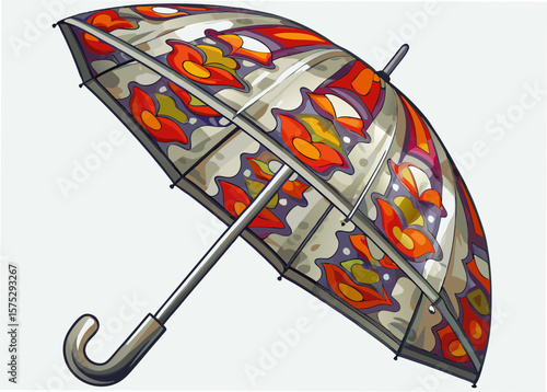 Colorful Artistic Umbrella with Floral Pattern for Fashion Blogs, Home Decor Websites, Seasonal Promotions, and Graphic Design Projects  