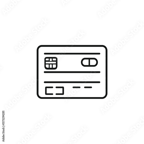 Outline credit card icon with transparent background, card payment symbol