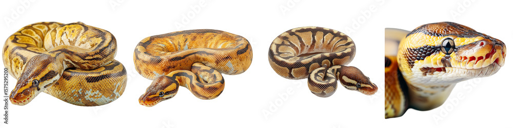 Fototapeta premium Captivating Ball Python on White Background for Nature and Reptile Enthusiasts