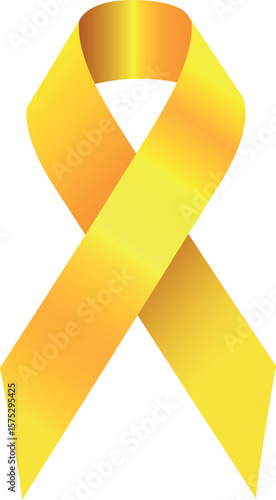 Realistic Awareness Yellow ribbon. Childhood Cancer Awareness Ribbon. Realistic yellow ribbon, childhood cancer awareness symbol. 3d tape EPS 10. Design Template for poster, Website Magazine. Vector