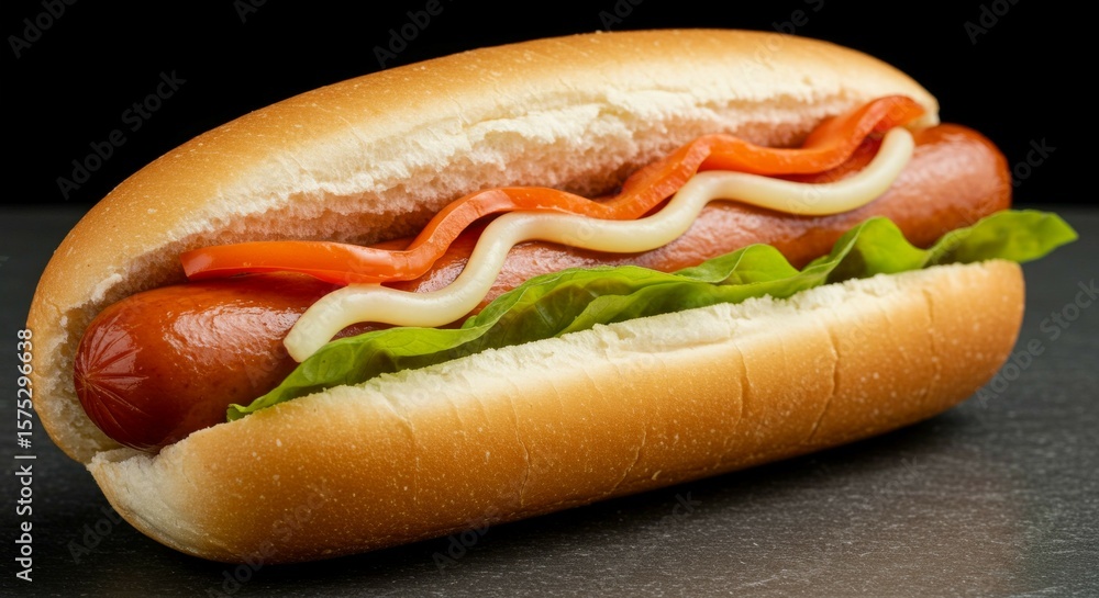 Preparing and Serving Hot Dog with Toppings in Bun Preparing and Serving Hot Dog with Toppings in Bun