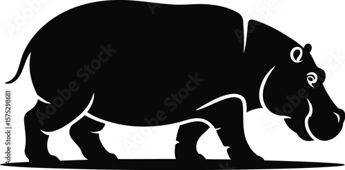 Black hippopotamus silhouette animal wildlife