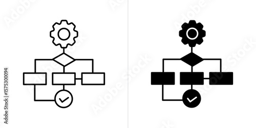 Workflow line and solid web icon set. Vector illustration