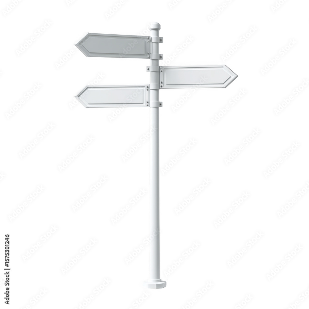 Blank white directional signpost on a black background ideal for customization and marketing Blank white directional signpost on a black background ideal for customization and marketing