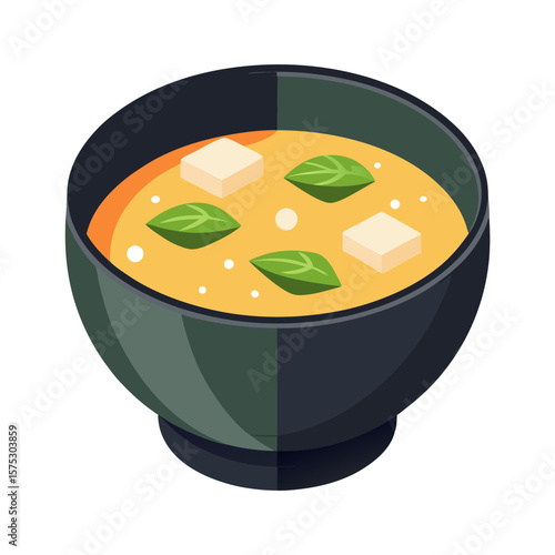 A minimalist vector illustration of a bowl of Miso soup