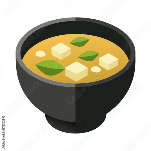 A minimalist vector illustration of a bowl of Miso soup
