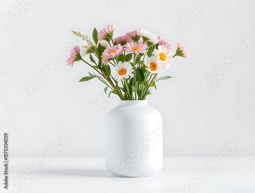 Wallpaper Mural Delicate pink and white daisy arrangement in a minimalist white vase Torontodigital.ca