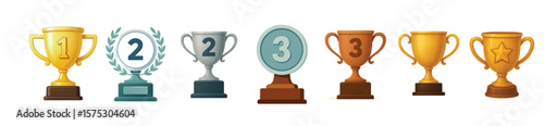 High-Quality Trophy Icons Collection – Gold, Silver, Bronze Awards