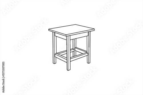 Simple Line Drawing of a Wooden Table with a Drawer