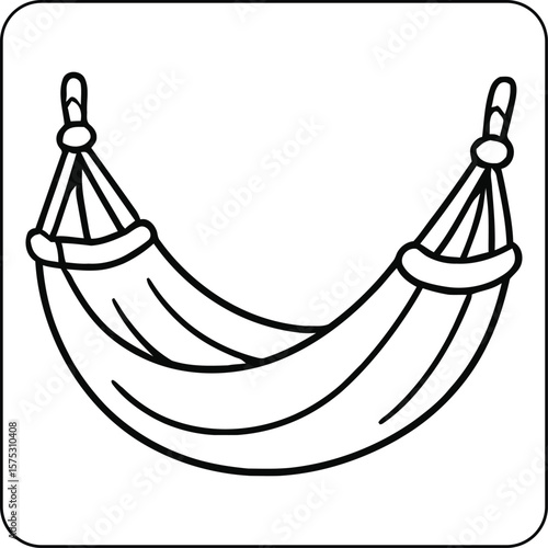 Camping Hammock Line Art Coloring Page