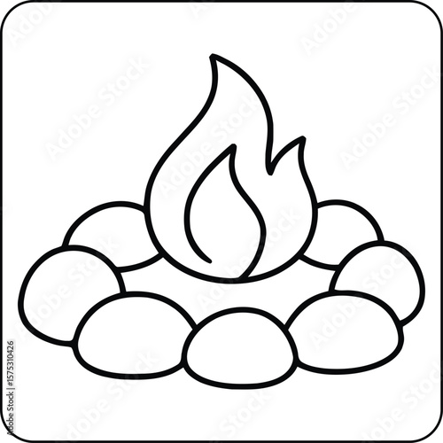 Campfire with Stones Coloring Page