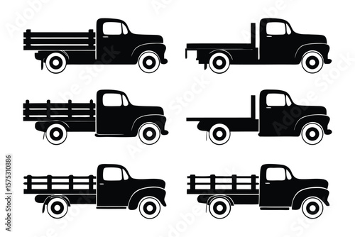 Vintage Truck Silhouettes: A collection of vintage truck silhouettes, showcasing classic design, sturdy forms, and timeless appeal, evoking a sense of nostalgia and utility.