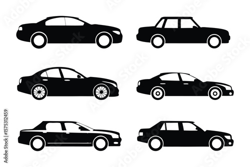Silhouette Car Collection: A curated collection of car silhouettes, each a sleek emblem of automotive design and engineering. Displaying various vehicle models in a monochromatic style.