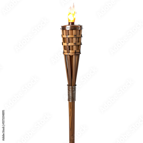 Lit Tiki Torch isolated on transparent baackground
