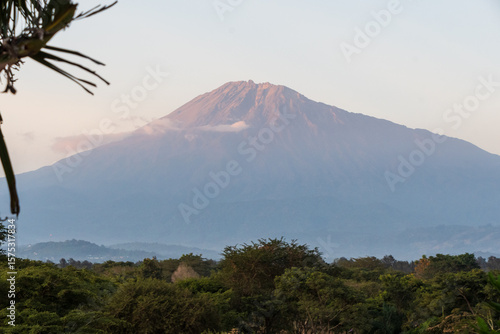 Impression of Mount meru, as seen from the town of Arusha, Tanzania