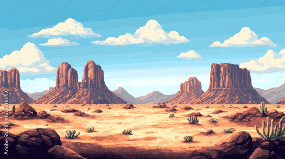 Naklejka premium Pixelated desert landscape