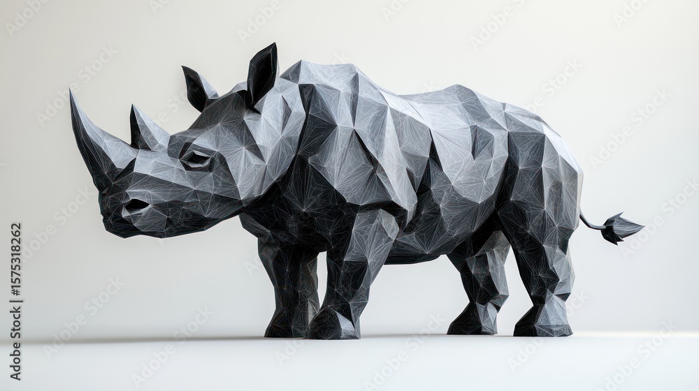 Obraz premium 3D Polygonal Rhinoceros, Abstract, Studio