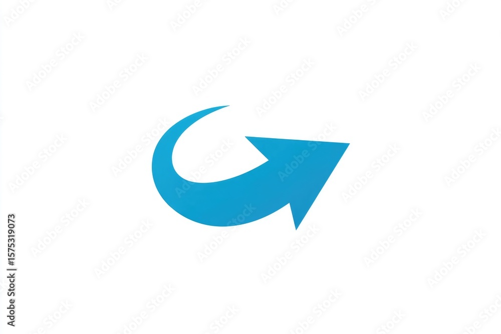 Simple blue curved arrow on white Simple blue curved arrow on white