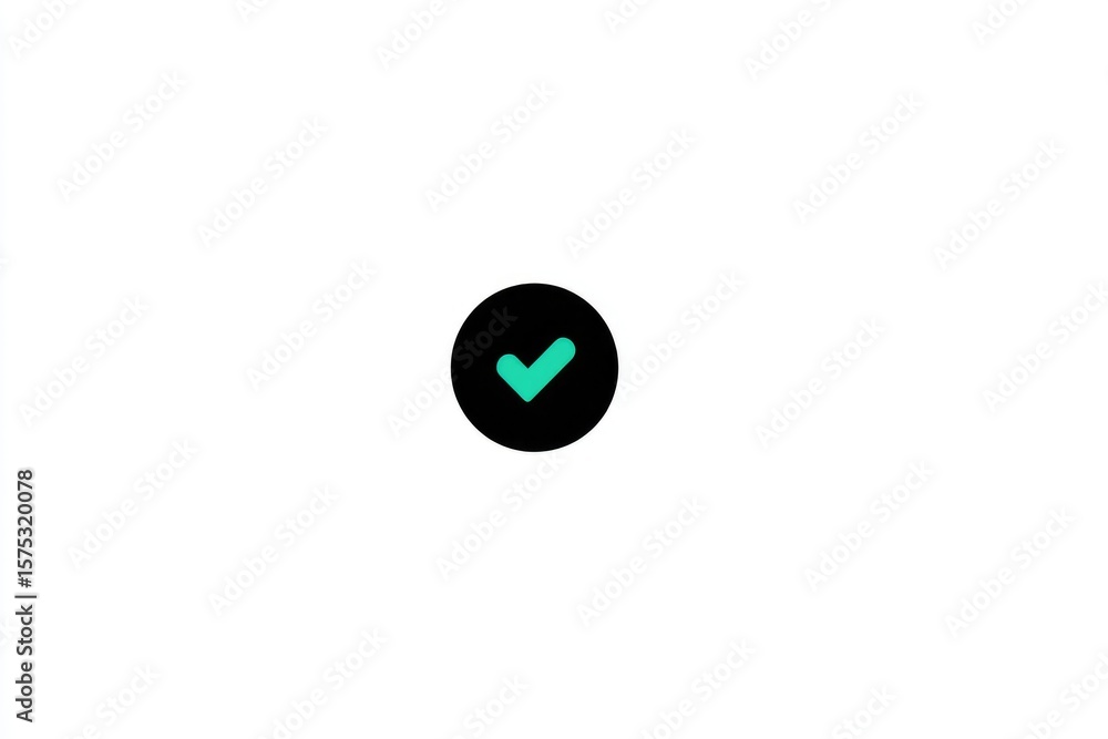 Teal checkmark icon in black circle on white background Teal checkmark icon in black circle on white background