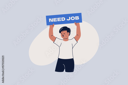 Illustration of Man Holding Need Job Sign