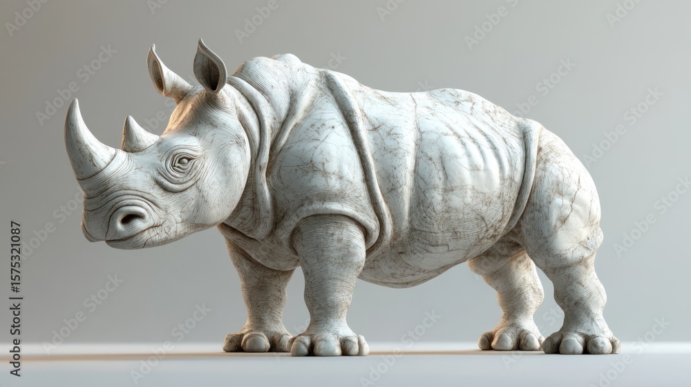 Fototapeta premium Realistic 3D Rhinoceros Sculpture, Elegant Design