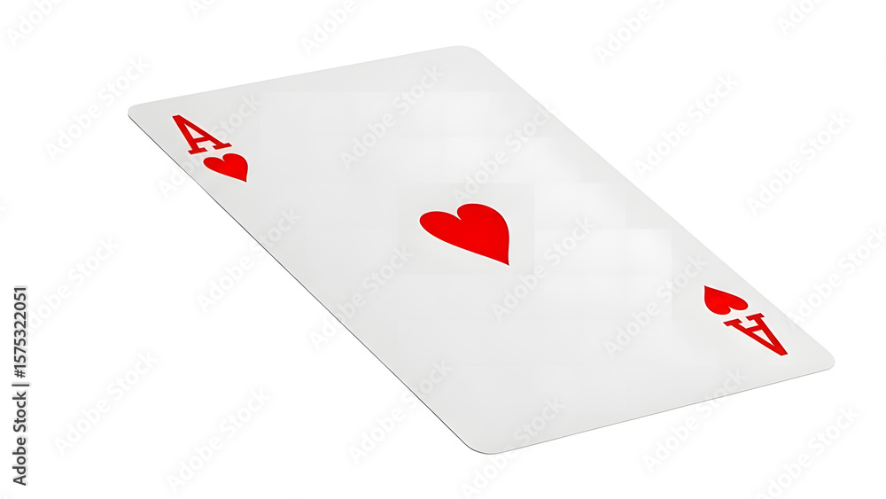 Obraz premium Ace of hearts playing card isolated on white background for casino games and poker card game concept design on transparent background