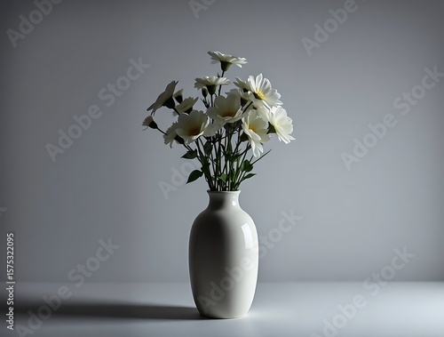 Wallpaper Mural Elegant daisies arrangement in white vase against soft grey backdrop Torontodigital.ca