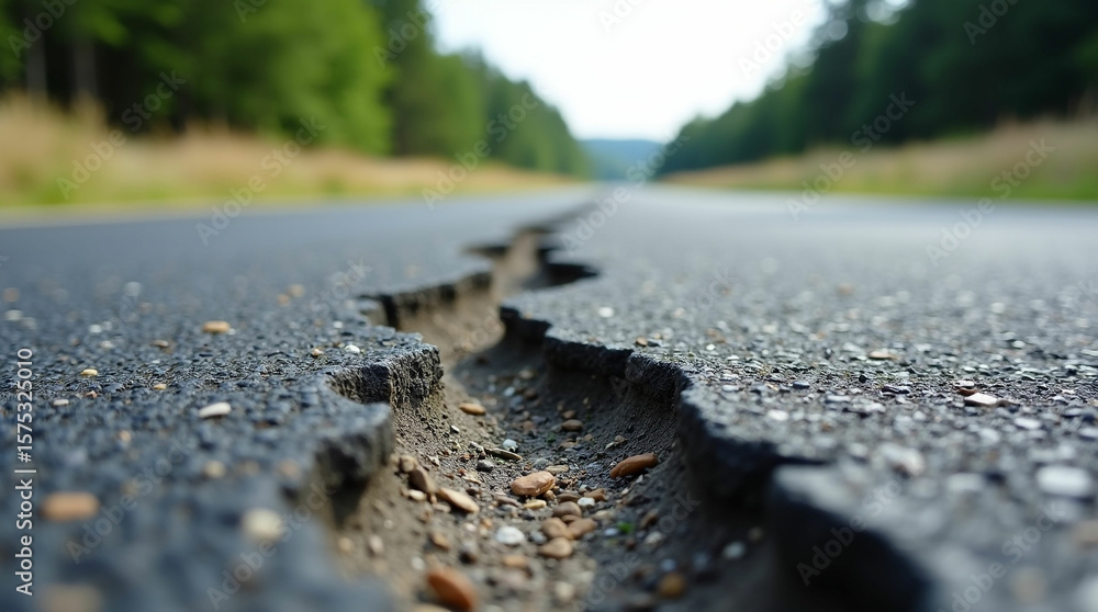 Fototapeta premium Cracked Road from an Earthquake or Damage