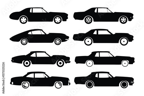 Vintage Car Collection: A meticulously curated set of classic automobiles, in a sleek, monochromatic display, embodies the essence of automotive history and refined design.