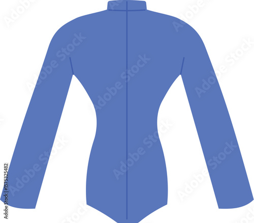 blue woman short wetsuit for surfing illustration
