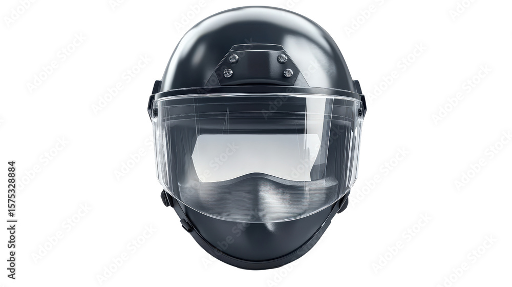 Fototapeta premium Police riot helmet with transparent face shield, realistic look, background isolated on a Transparent background, PNG file.