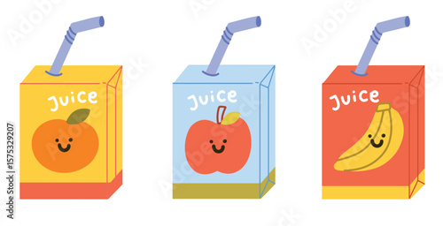 Fruit cardboard juice hand drawn set illustration collection
