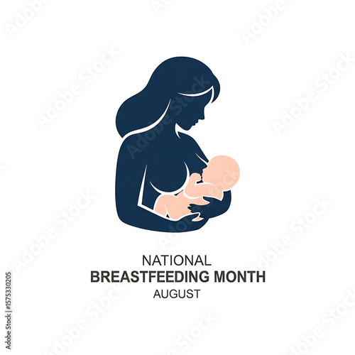 Stylized Mother Breastfeeding Baby Silhouette for National Breastfeeding Month