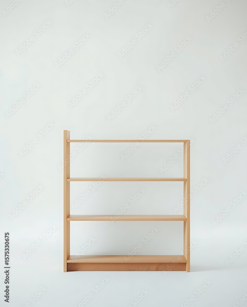custom made wallpaper toronto digitalSimple minimalist light wood shelving unit on a plain white background