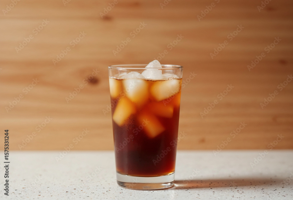 Cold Brew Coffee in Clear Glass on Terrazzo Countertop Cold Brew Coffee in Clear Glass on Terrazzo Countertop