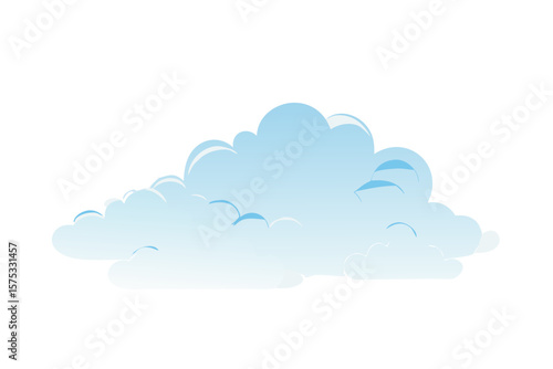 A stylized cartoon illustration of a fluffy cumulus cloud with a gradient of light blue and white against a black background