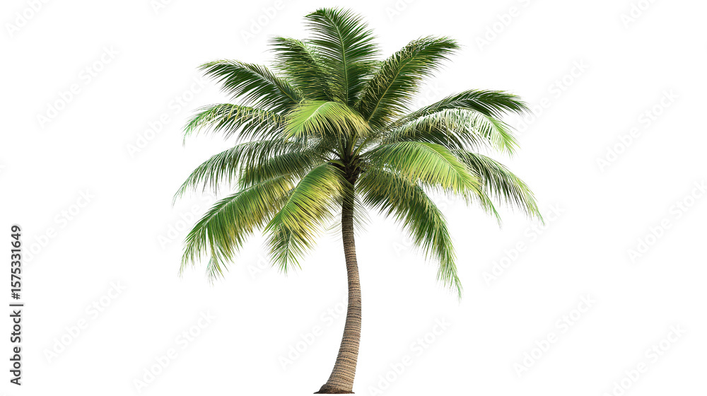 Obraz premium Realistic coconut tree modeled in 3D rendering, background isolated on a Transparent background, PNG file.