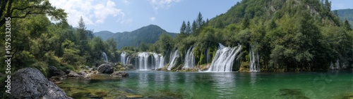 Nature's waterfall panorama scenic viewpoint 360 degrees hdr landscape