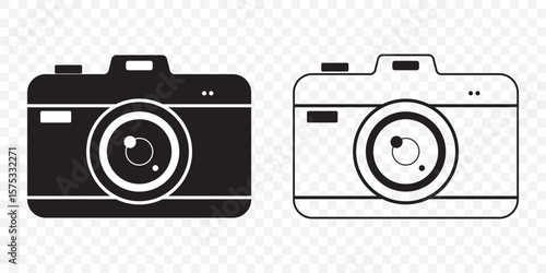 Camera icon set. photo camera in flat style symbol. photography camera line art signs, vector illustration on Transparent Background. EPS 10.