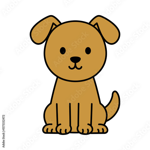 Cute Brown Puppy Cartoon Illustration