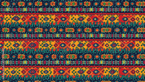 Traditional Yakan Filipino Textile – Vibrant Geometric Weave with Cultural Motifs & Colorful Ethnic Pattern