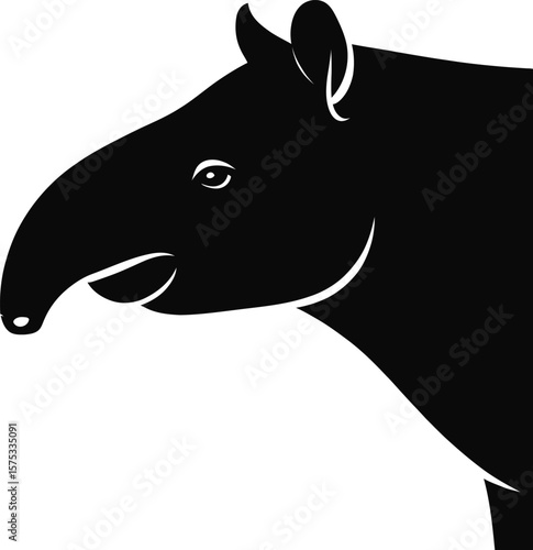 Black tapir profile silhouette animal wildlife